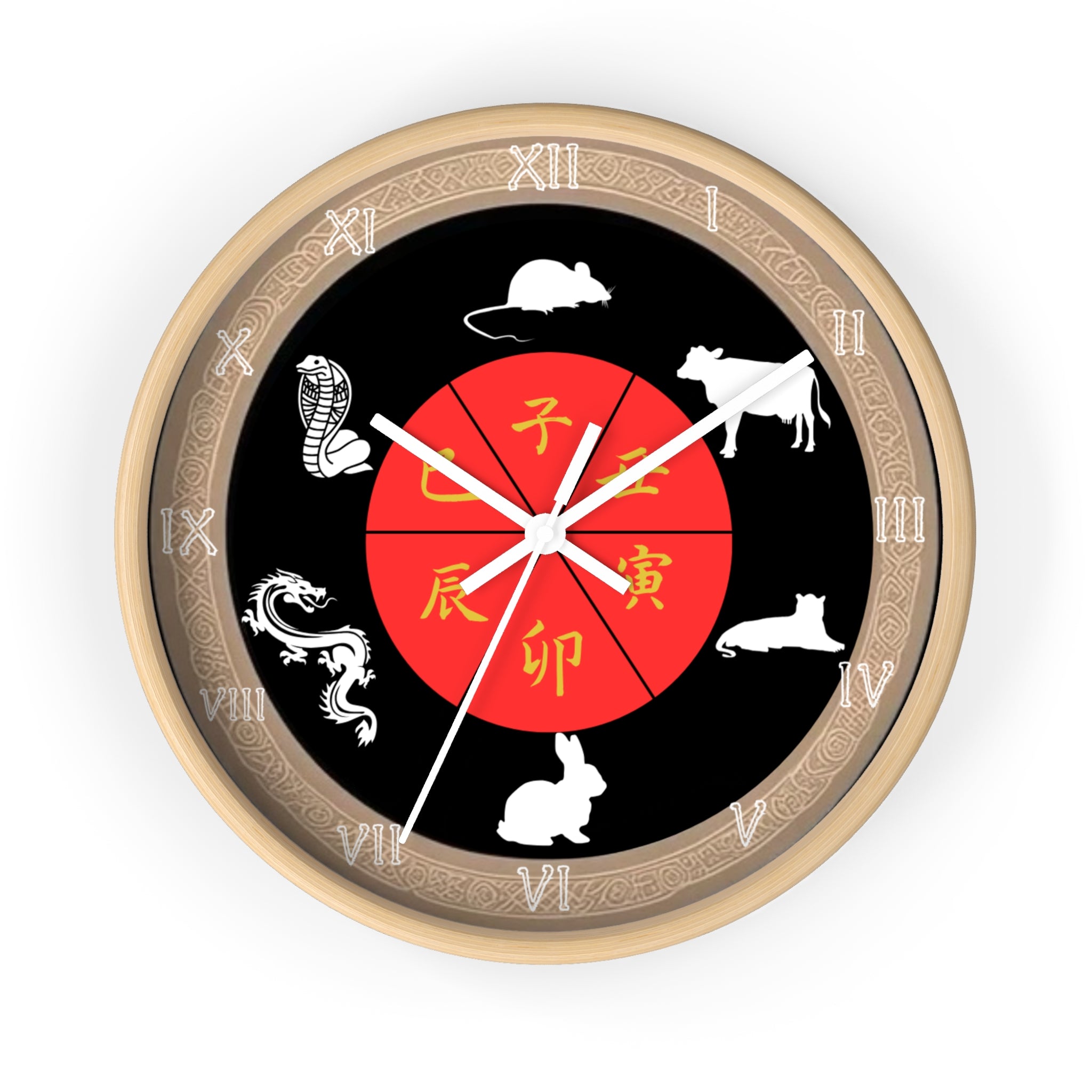 Chinese Zodiac Wall Clock, Astrological Decor, Unique Gift for Home, Animal Sign Timepiece, Lunar New Year Decoration
