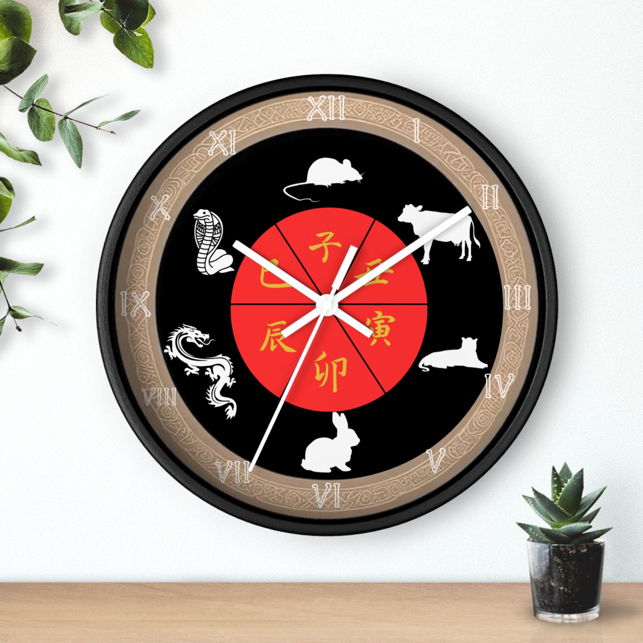 Chinese Zodiac Wall Clock, Astrological Decor, Unique Gift for Home, Animal Sign Timepiece, Lunar New Year Decoration