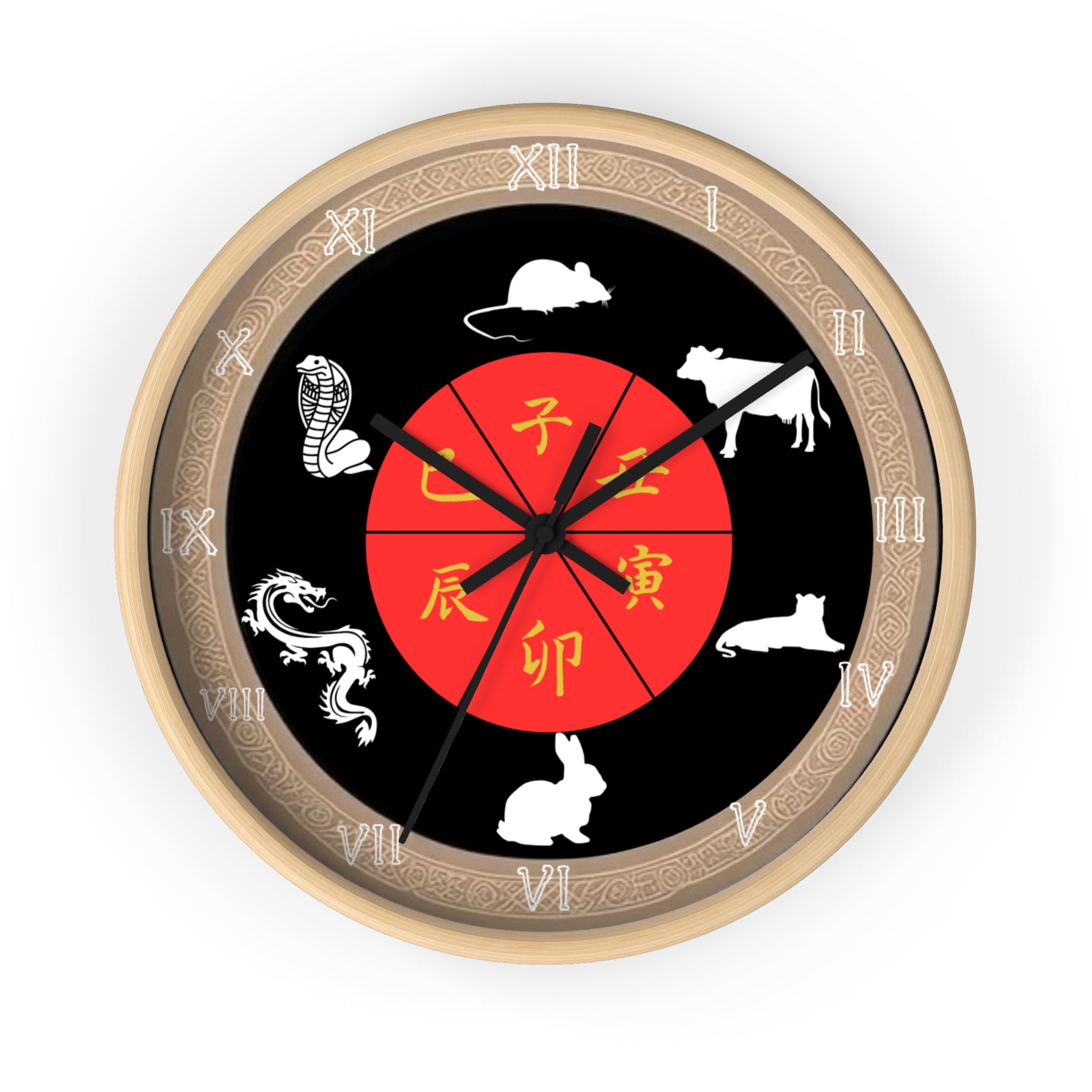 Chinese Zodiac Wall Clock, Astrological Decor, Unique Gift for Home, Animal Sign Timepiece, Lunar New Year Decoration