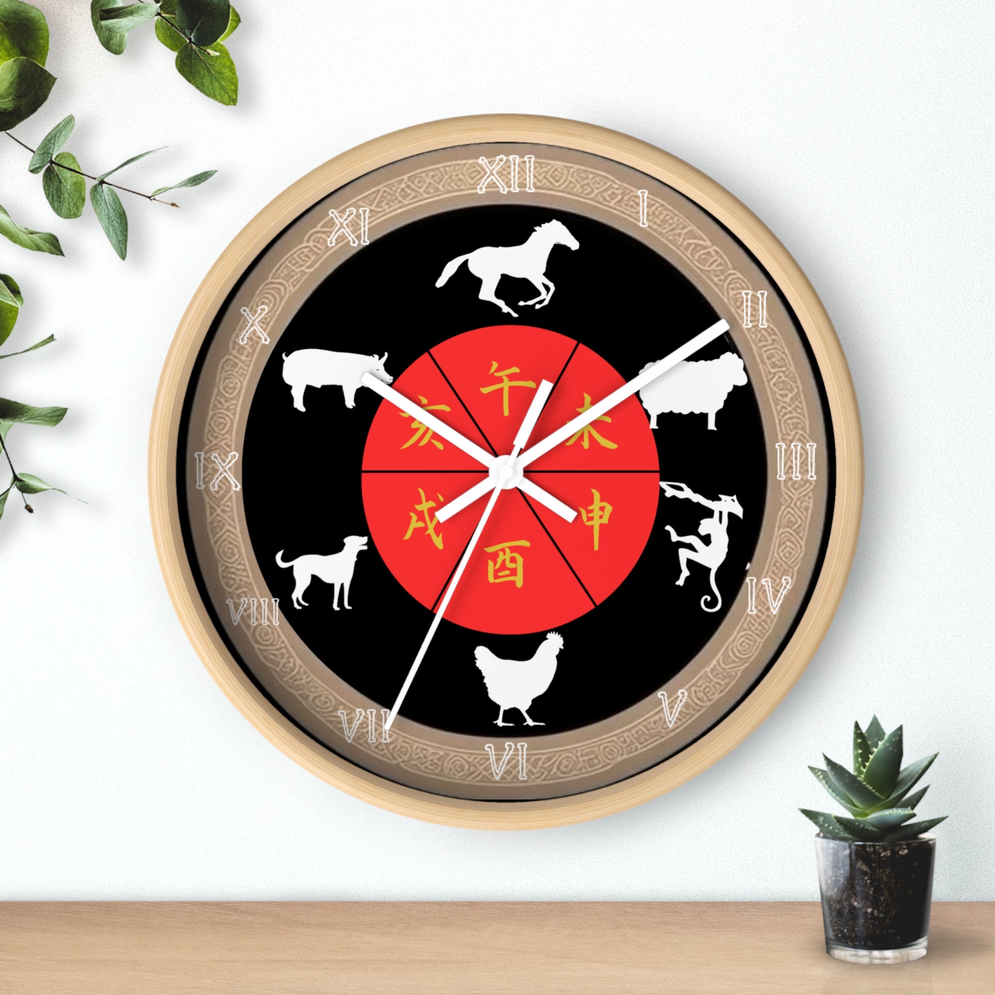 Zodiac Animal Wall Clock, Chinese Zodiac Clock, Unique Home Decor, Gift for Astrology Lovers, Office Wall Art, Feng Shui Decor