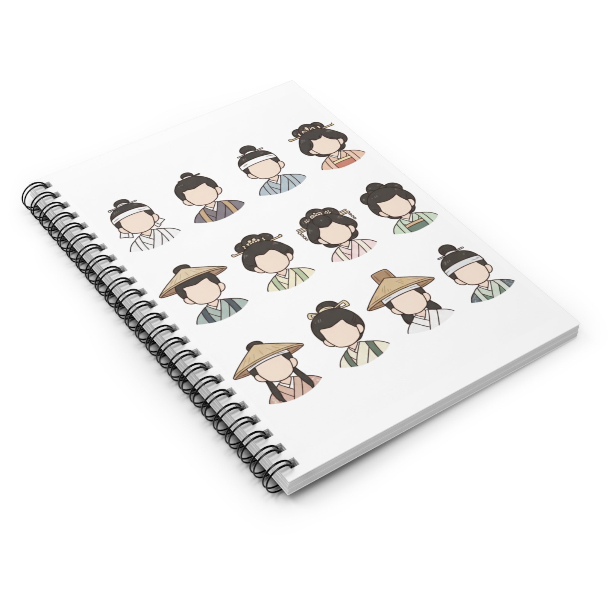 Japanese Historical Character Spiral Notebook, Kawaii Stationery, Gift for Students, Journal for Writers, Back to School Supplies