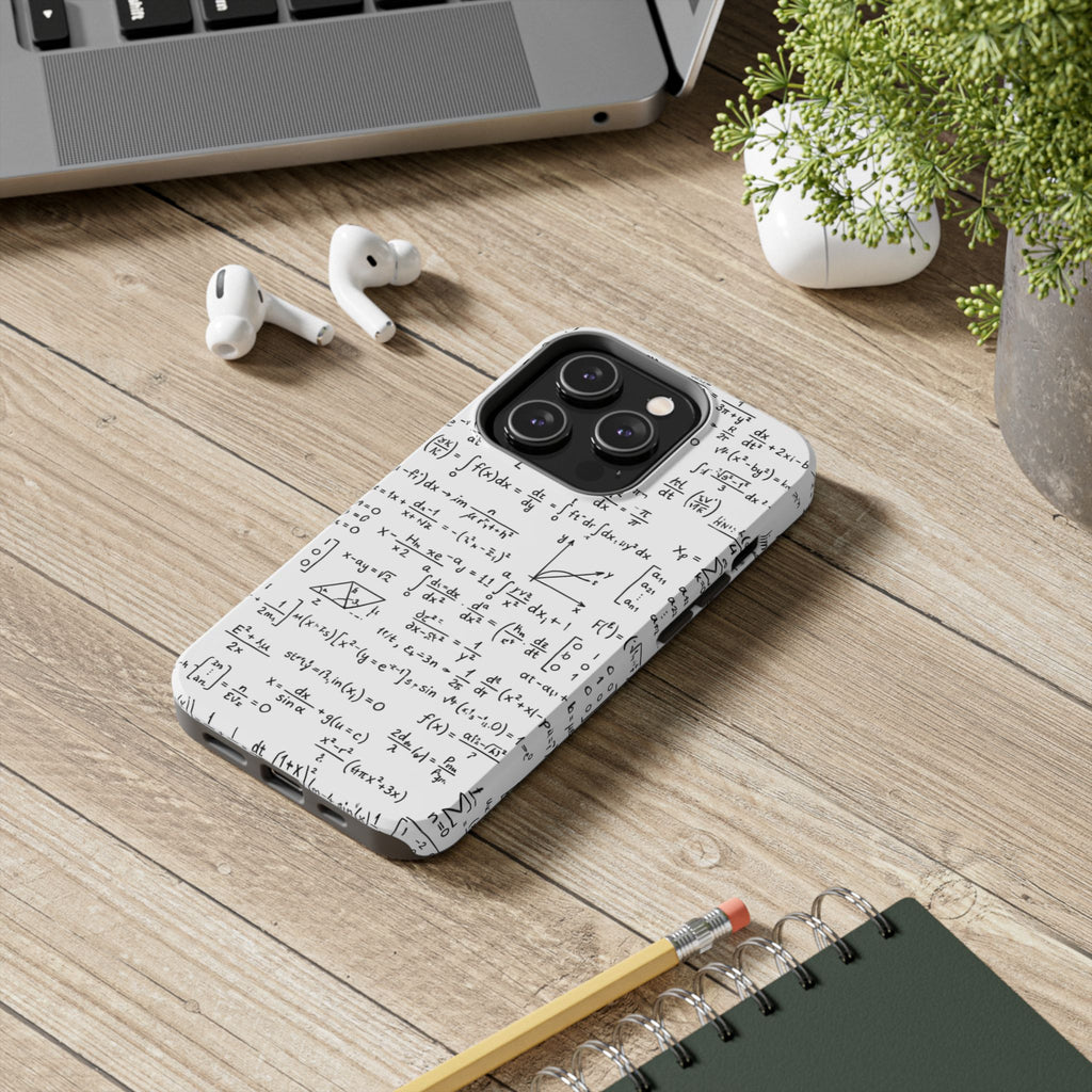 NO003 Math Equations Tough Phone Case — Vintage Handwritten Formula Protective Cover