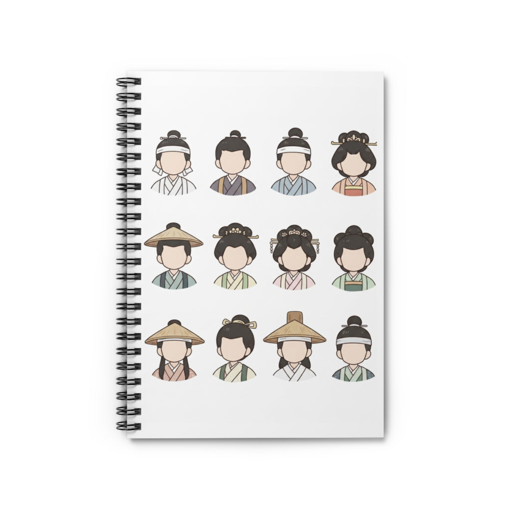 Japanese Historical Character Spiral Notebook, Kawaii Stationery, Gift for Students, Journal for Writers, Back to School Supplies
