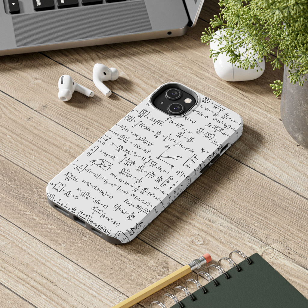 NO003 Math Equations Tough Phone Case — Vintage Handwritten Formula Protective Cover