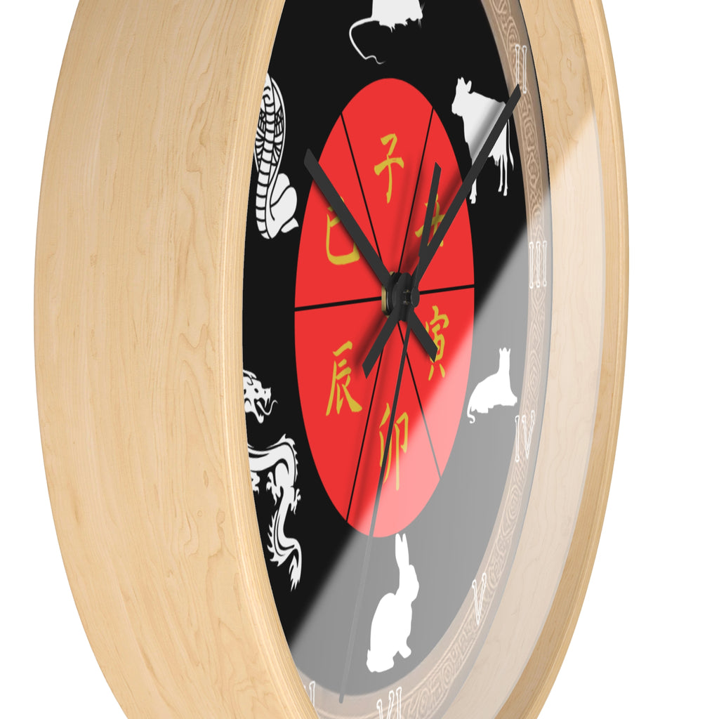Chinese Zodiac Wall Clock, Astrological Decor, Unique Gift for Home, Animal Sign Timepiece, Lunar New Year Decoration