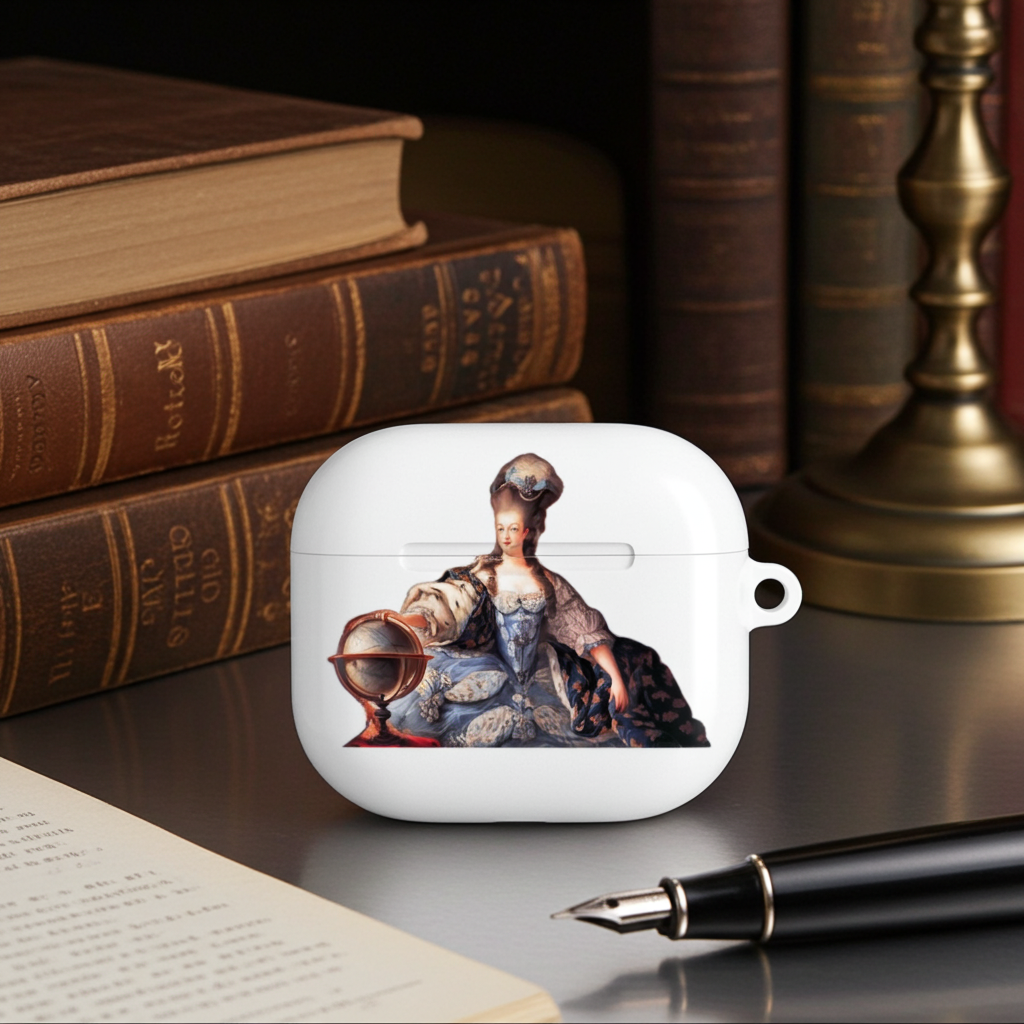 AirPod Case — Vintage Royal Portrait & Imperial Crest Silicone Cover